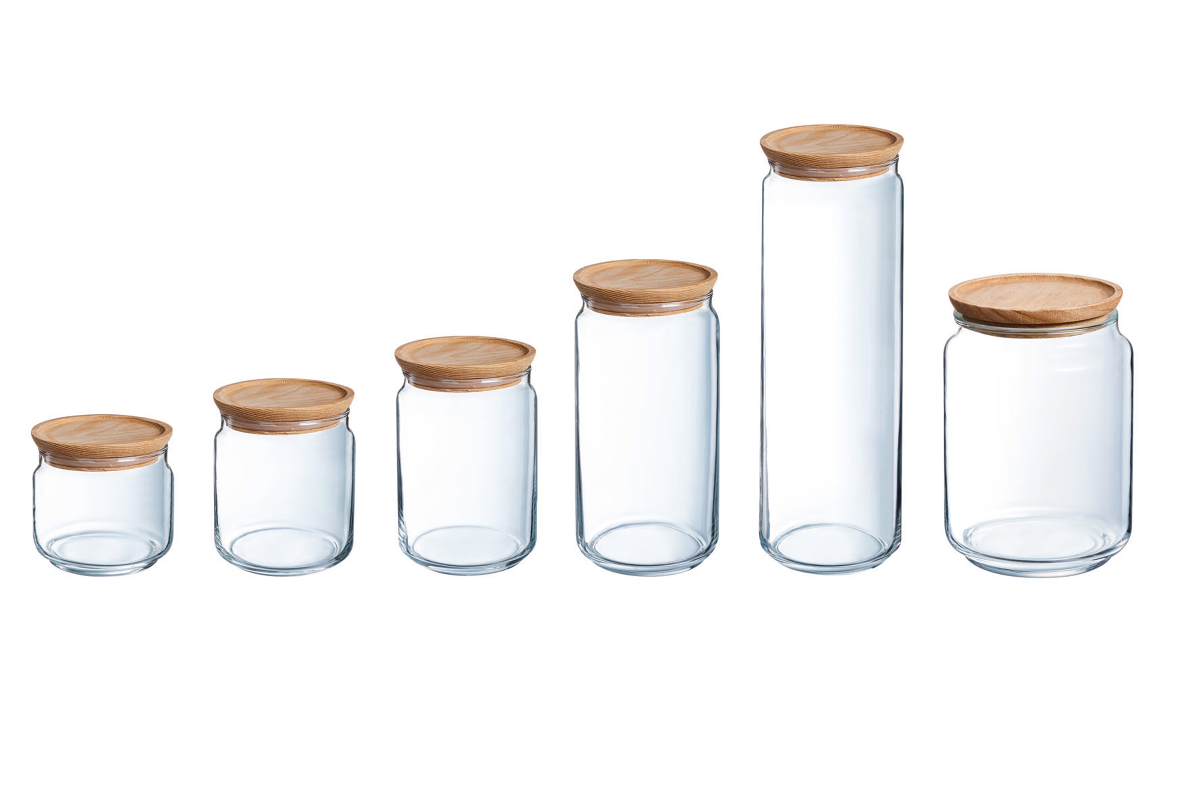 Luminarc Pure Voorraadpot met Houten Deksel – 0,5 Liter – Glazen Bewaarpot