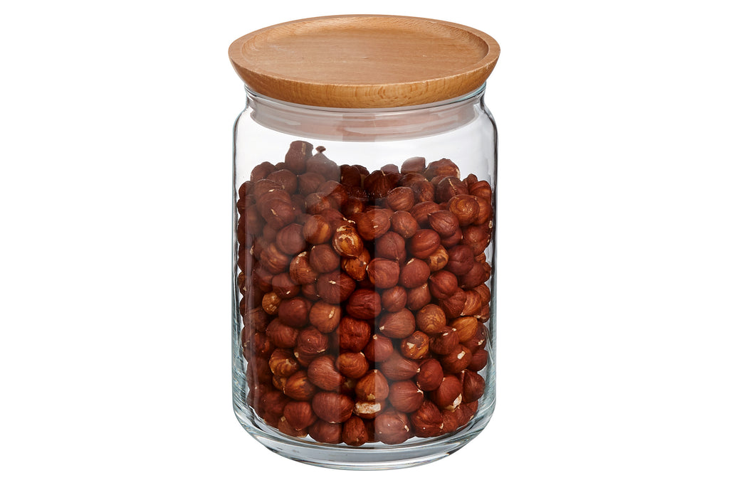 Luminarc Pure Voorraadpot met Houten Deksel – 1 Liter – Glazen Bewaarpot