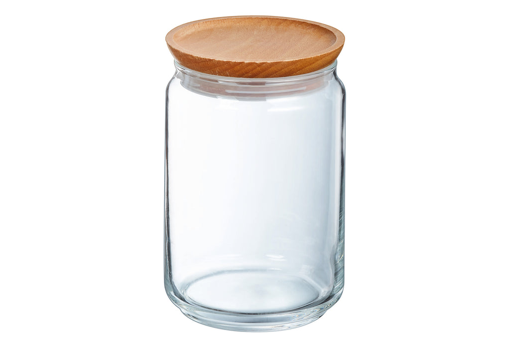 Luminarc Pure Voorraadpot met Houten Deksel – 1 Liter – Glazen Bewaarpot