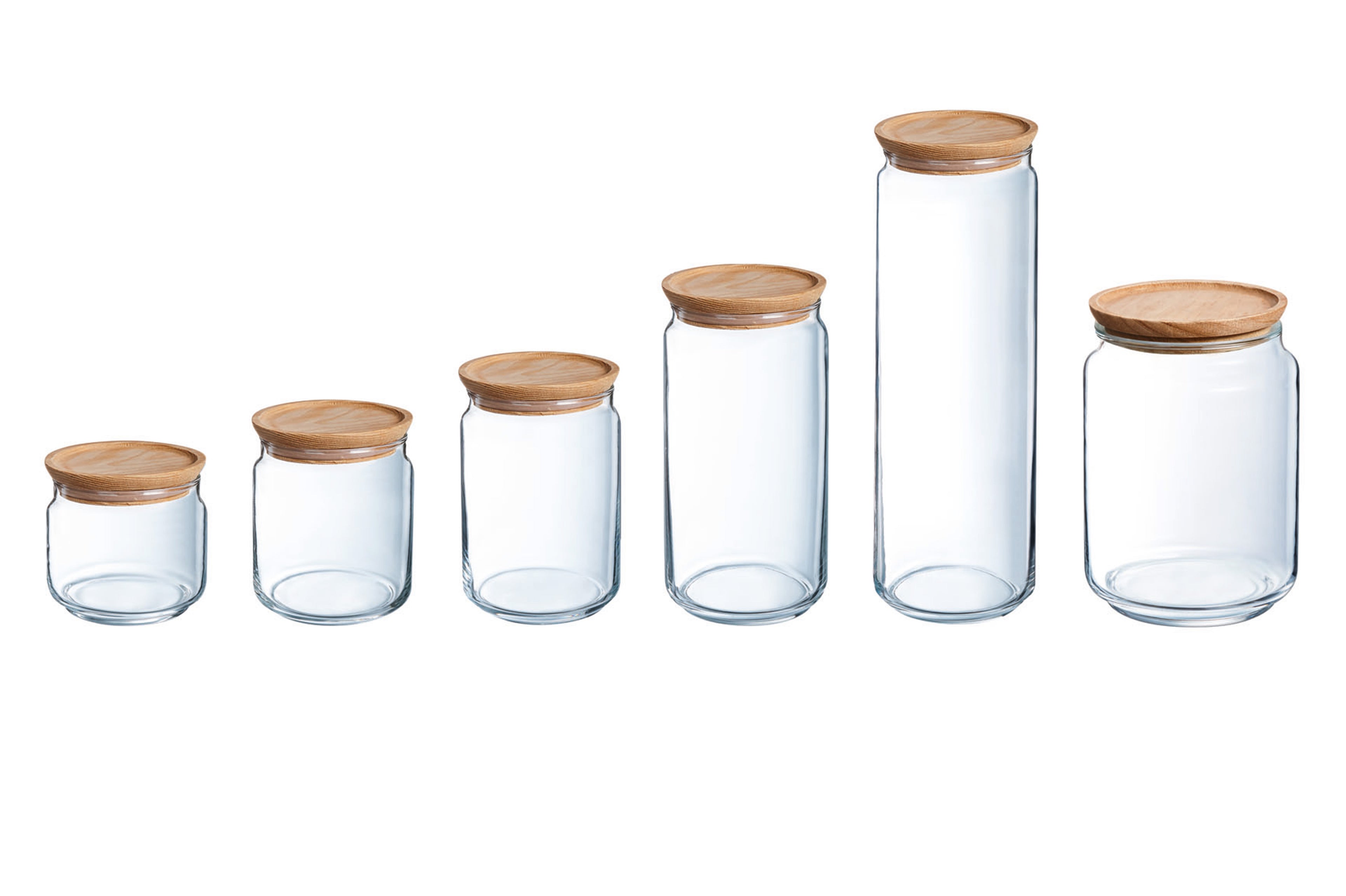 Luminarc Pure Voorraadpot met Houten Deksel – 1 Liter – Glazen Bewaarpot
