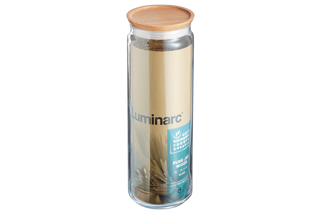 Luminarc Pure Wood Voorraadpot – 2 Liter – Glas met Houten Deksel